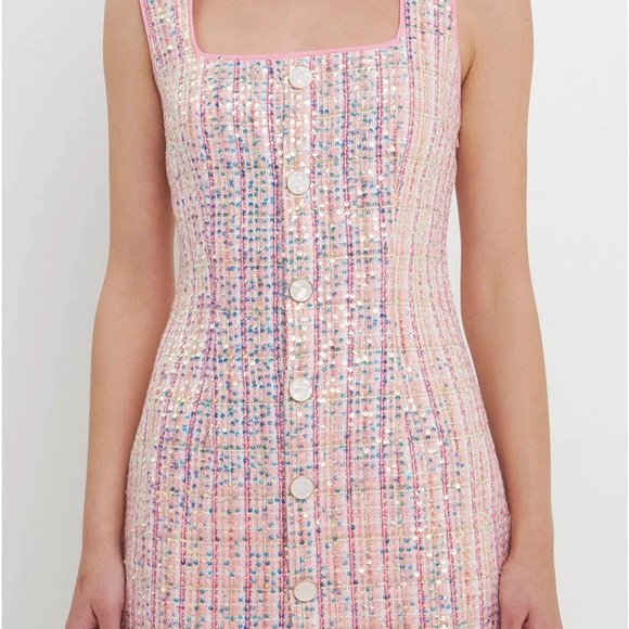 Endless Rose Sequin Tweed Mini Dress - Pink small like new - Picture 8 of 8